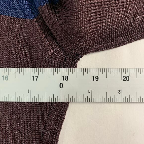 Piazza Sempione L Womens Colorblock Knit Turtleneck Sweater Navy Brown - Picture 6 of 9